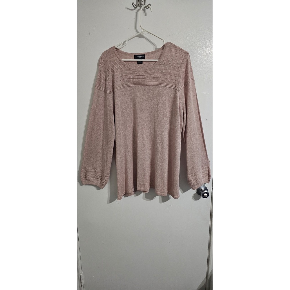 Liz Claiborne Women's Rose Blouson Metallic Shimmer Sweater‎ 2X Holiday Preppy
